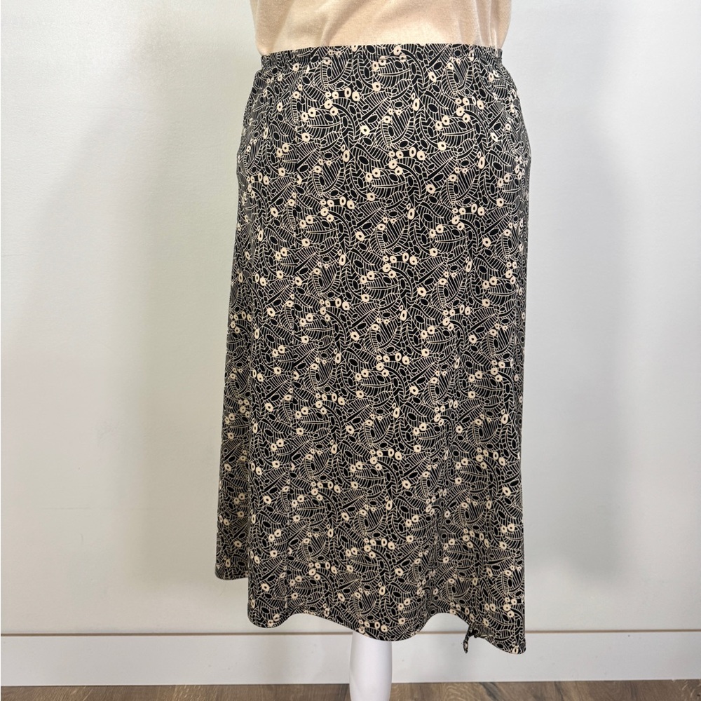 Studio M Black and Cream Patterned Midi Skirt